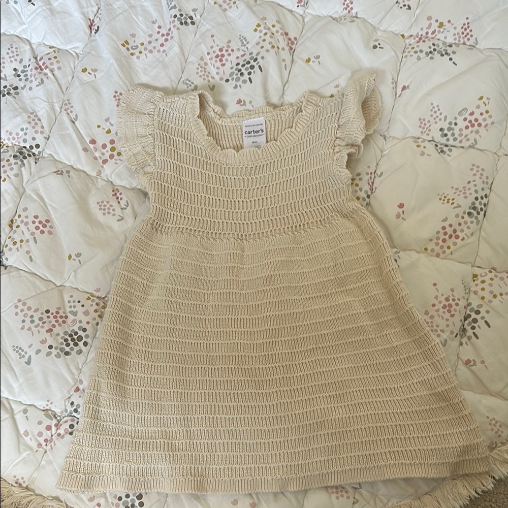 Carter's Cream Knit Dress with Flutter Cap Sleeves